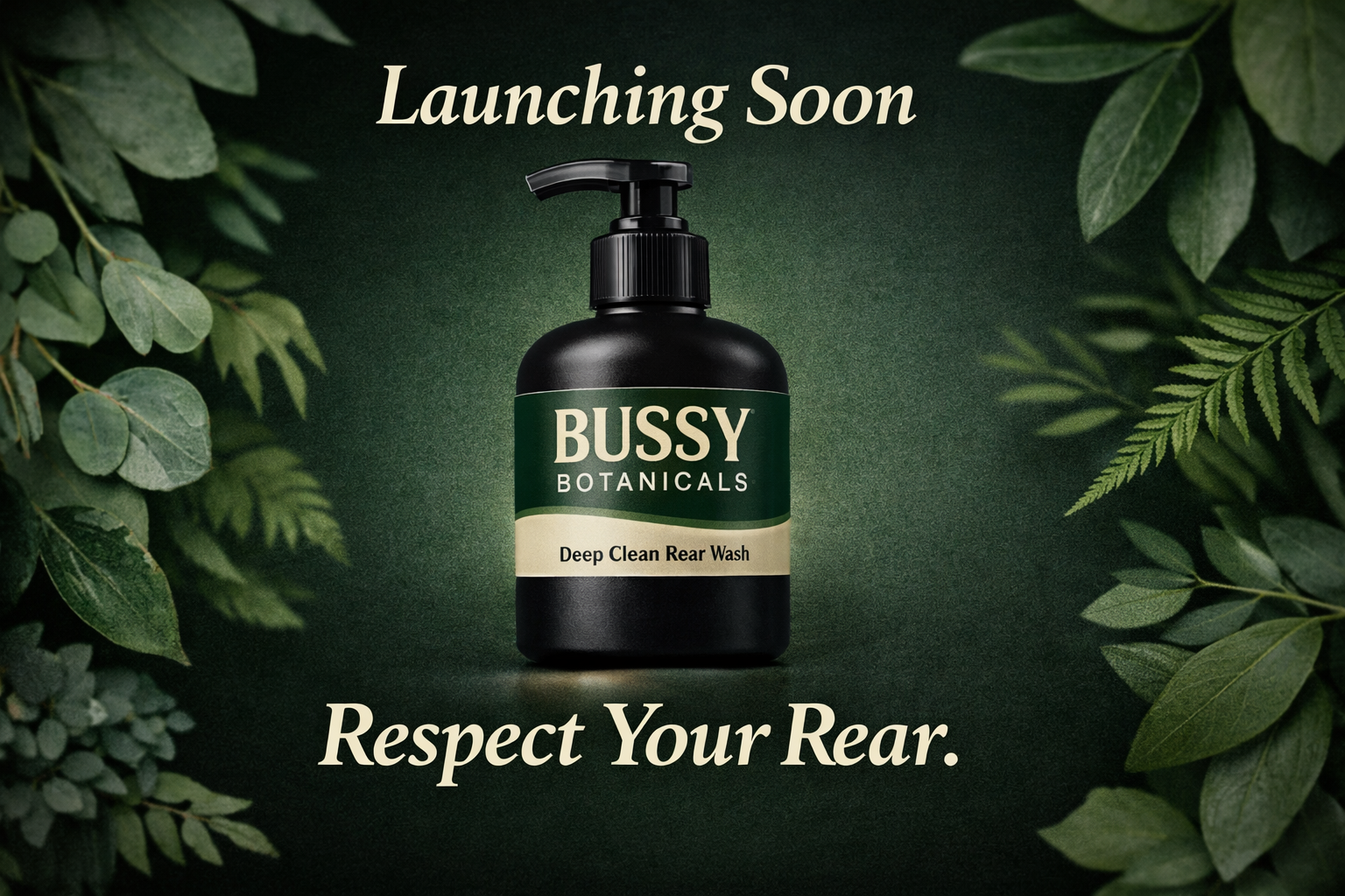 Bussy Botanicals hero bottle and packaging concept